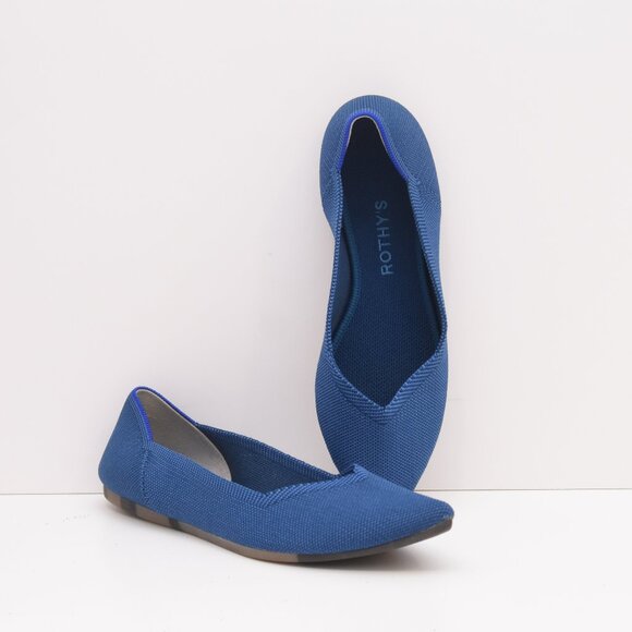 Rothy’s Women’s 8.5 Flats Blue Pointed Toe Knit Washable EUC - Picture 1 of 15